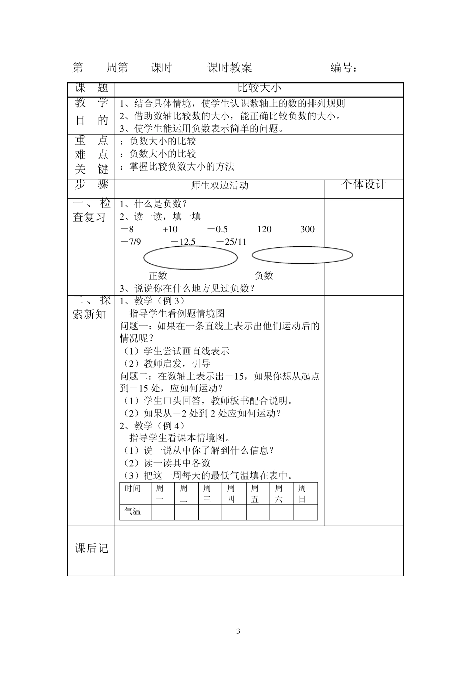 人教版六年级数学教案(下册)[全册表格式]_第3页