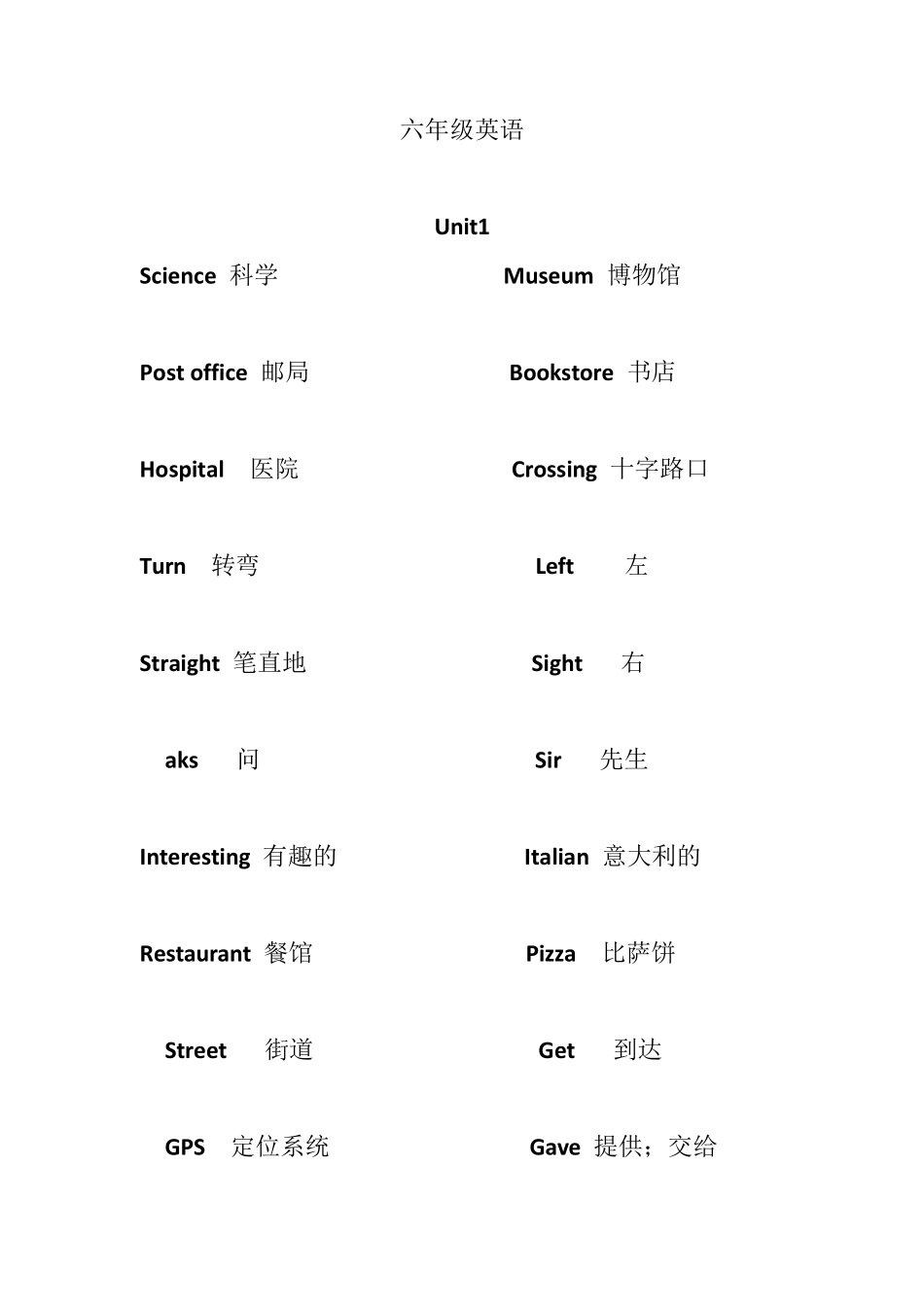 人教版六年级英语上册单词_第1页