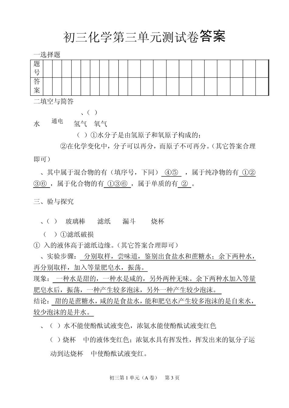 人教版初三化学第112单元测试题_第3页