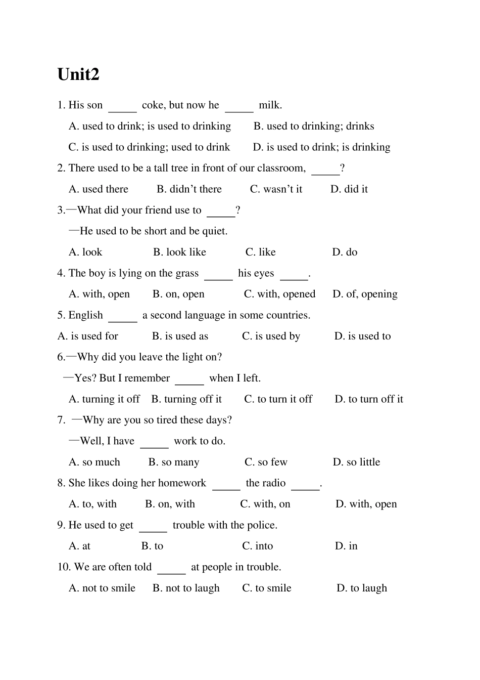 人教版初三英语单选题_第2页