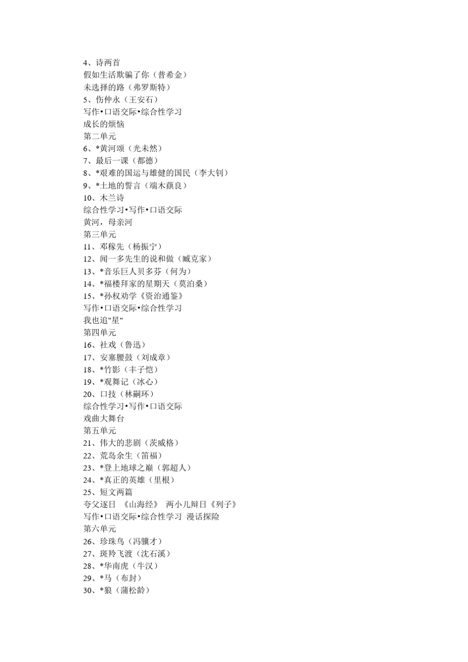 人教版初中79年级语文课本目录_第3页