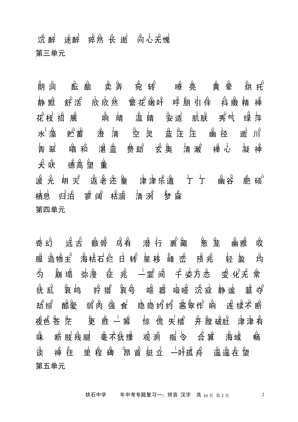 人教版初中七年级到九年级生字词汇总(有拼音)_第2页