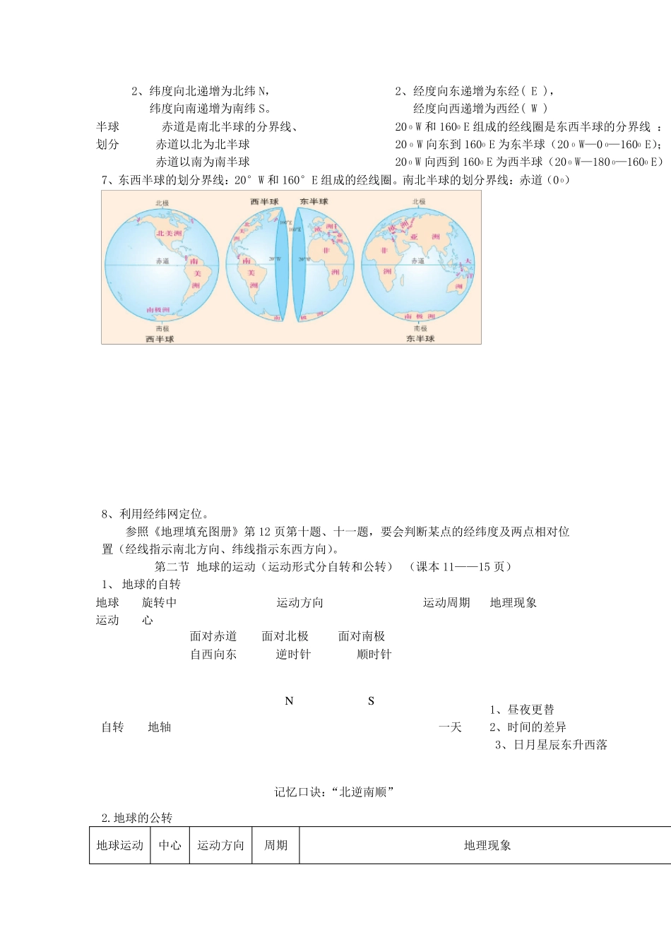 人教版初中七年级地理上册复习提纲知识点总结笔记_第2页