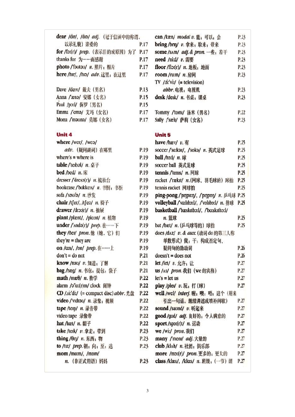 人教版初中三年英语单词表(按单元顺序)_第3页