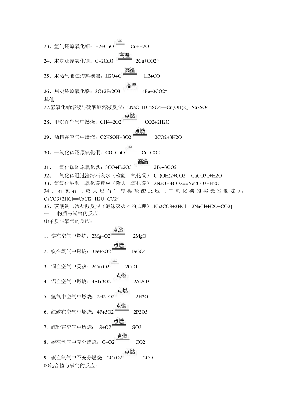 人教版初中化学方程式大全_第2页