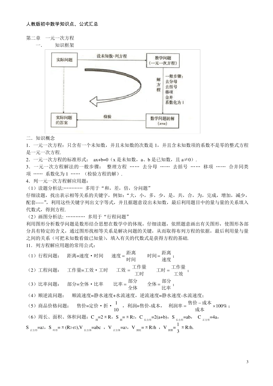 人教版初中数学知识点总结+公式_第3页