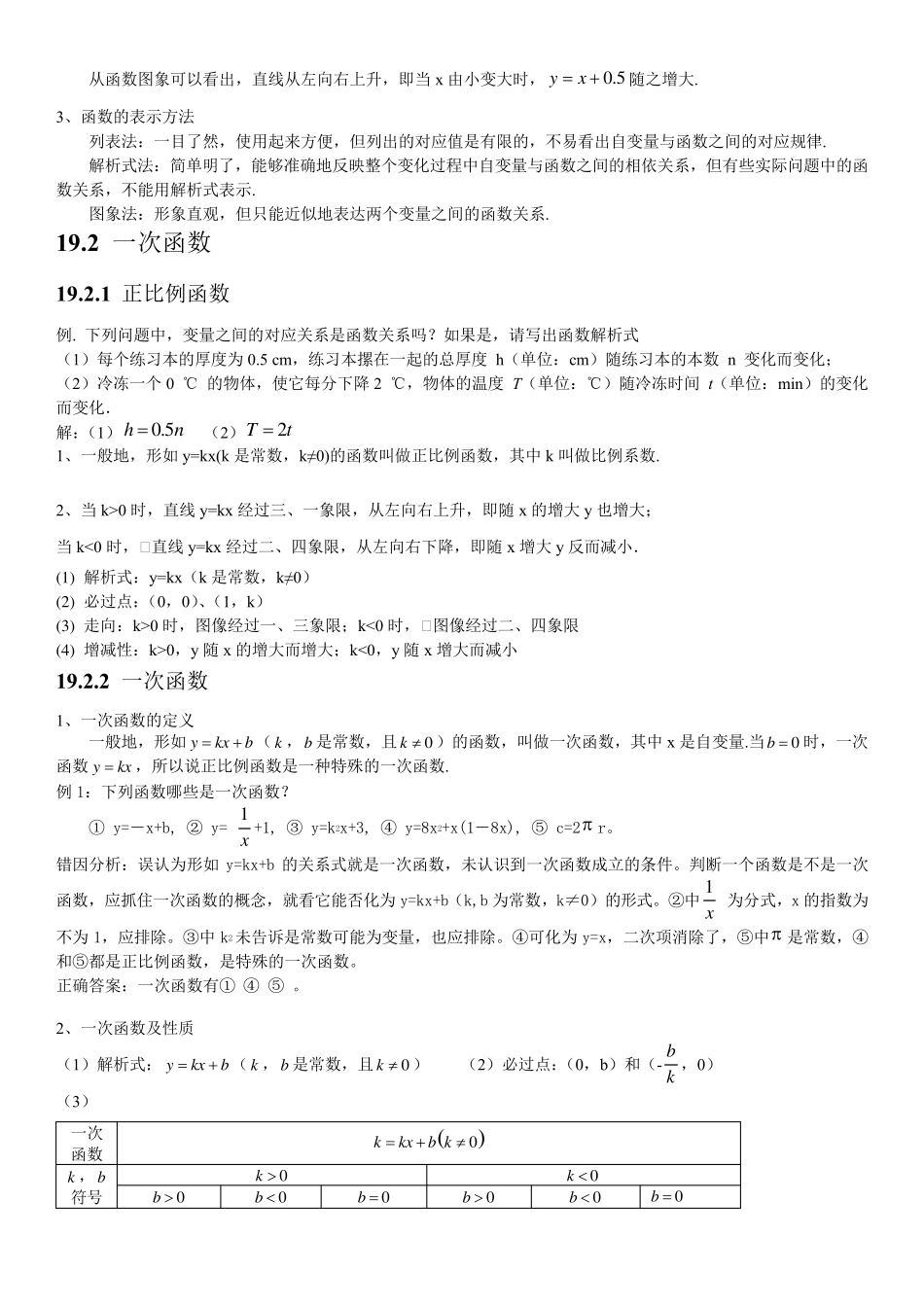 人教版初中数学第十九章一次函数知识点_第3页