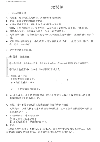 人教版初中物理知识点总结光学