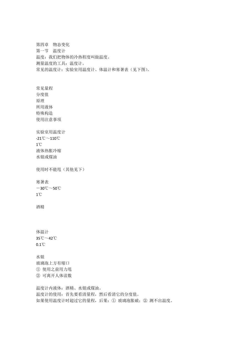 人教版初中物理知识点总结物态变化_分子运动_内能_第1页
