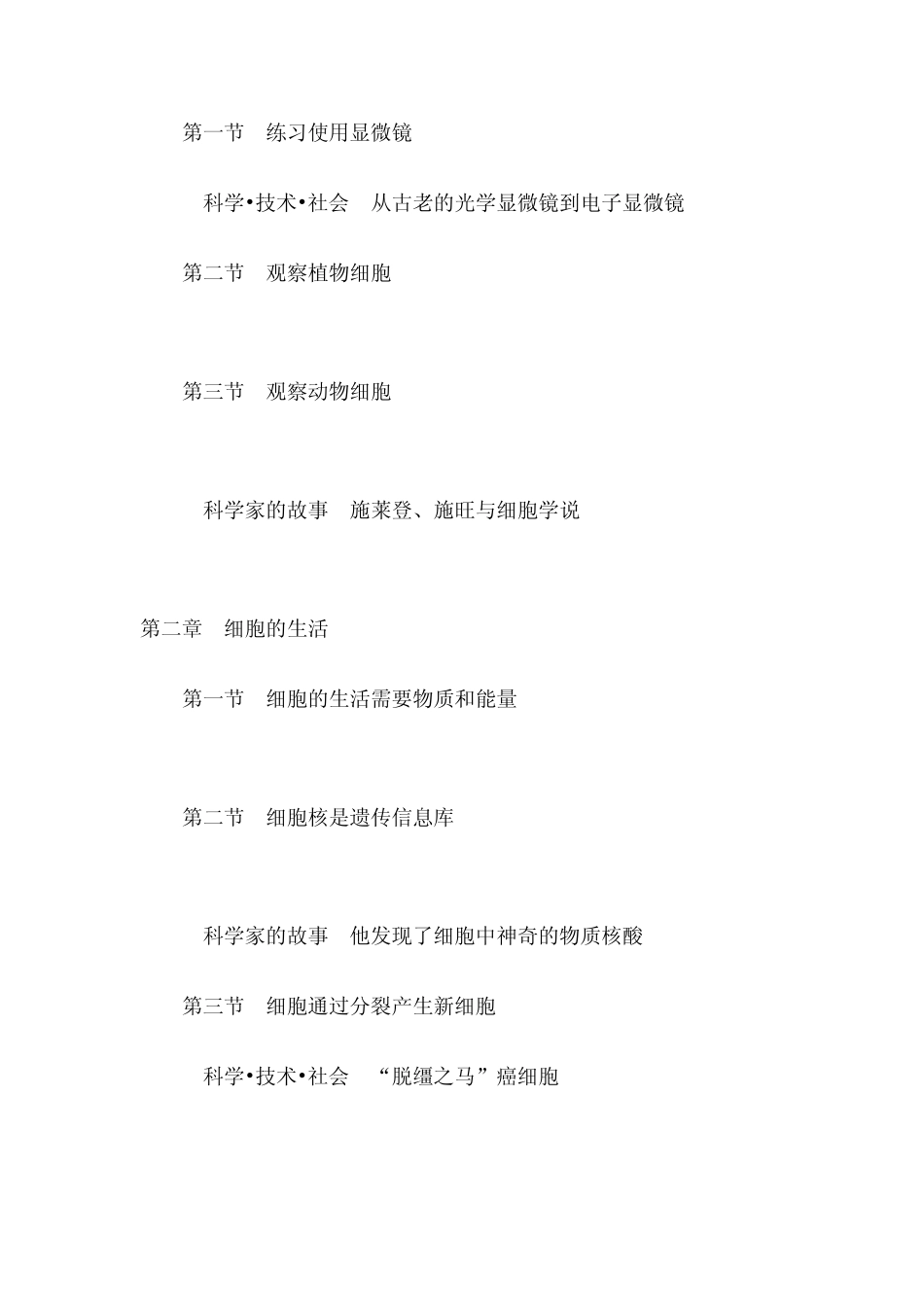 人教版初中生物教材全部目录_第2页