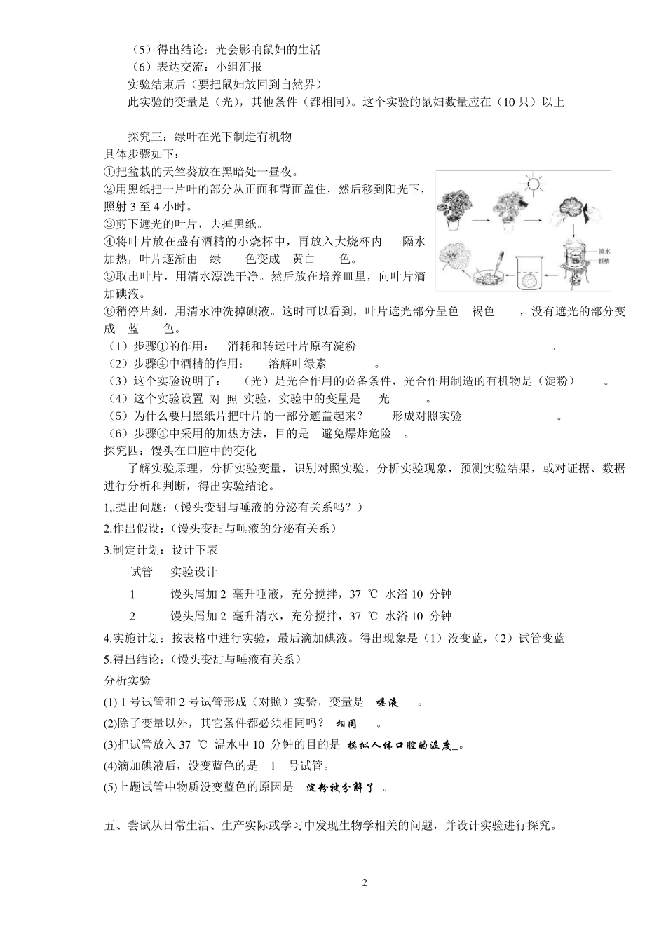 人教版初中生物知识点归纳总结_第2页