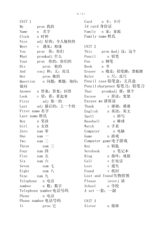 人教版初中英语单词汇总
