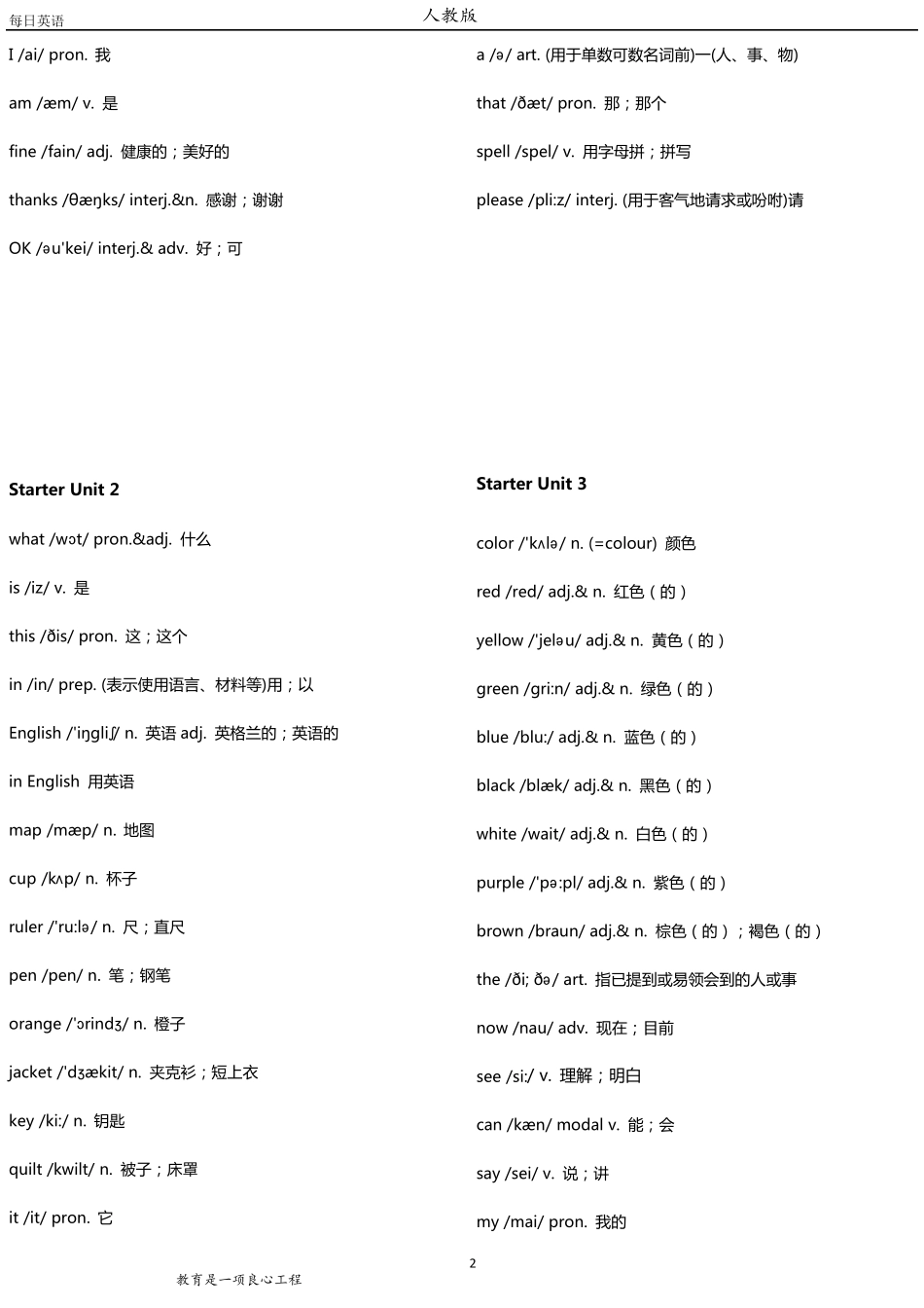 人教版初中英语单词汇总初一_第2页