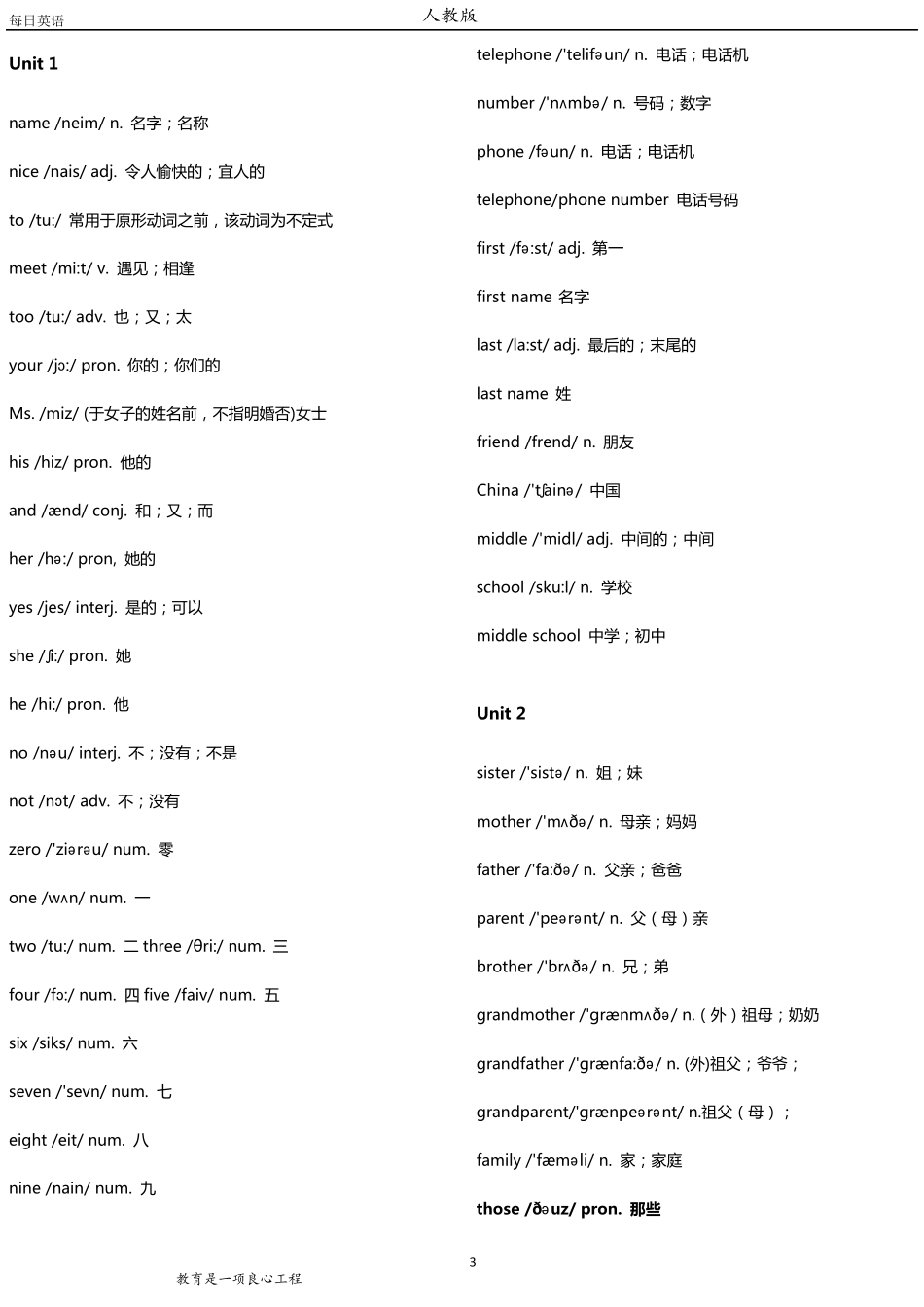 人教版初中英语单词汇总初一_第3页