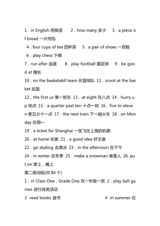 人教版初中英语必备短语大全