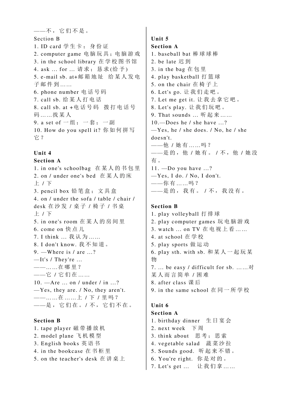 人教版初中英语短语和句型汇总_第2页