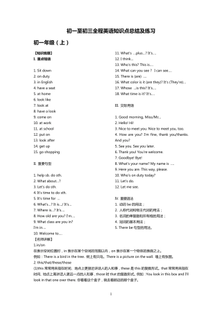 人教版初中英语语法和知识点总结以及练习题