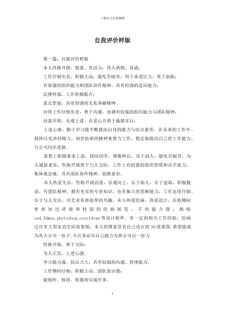 自我评价样版