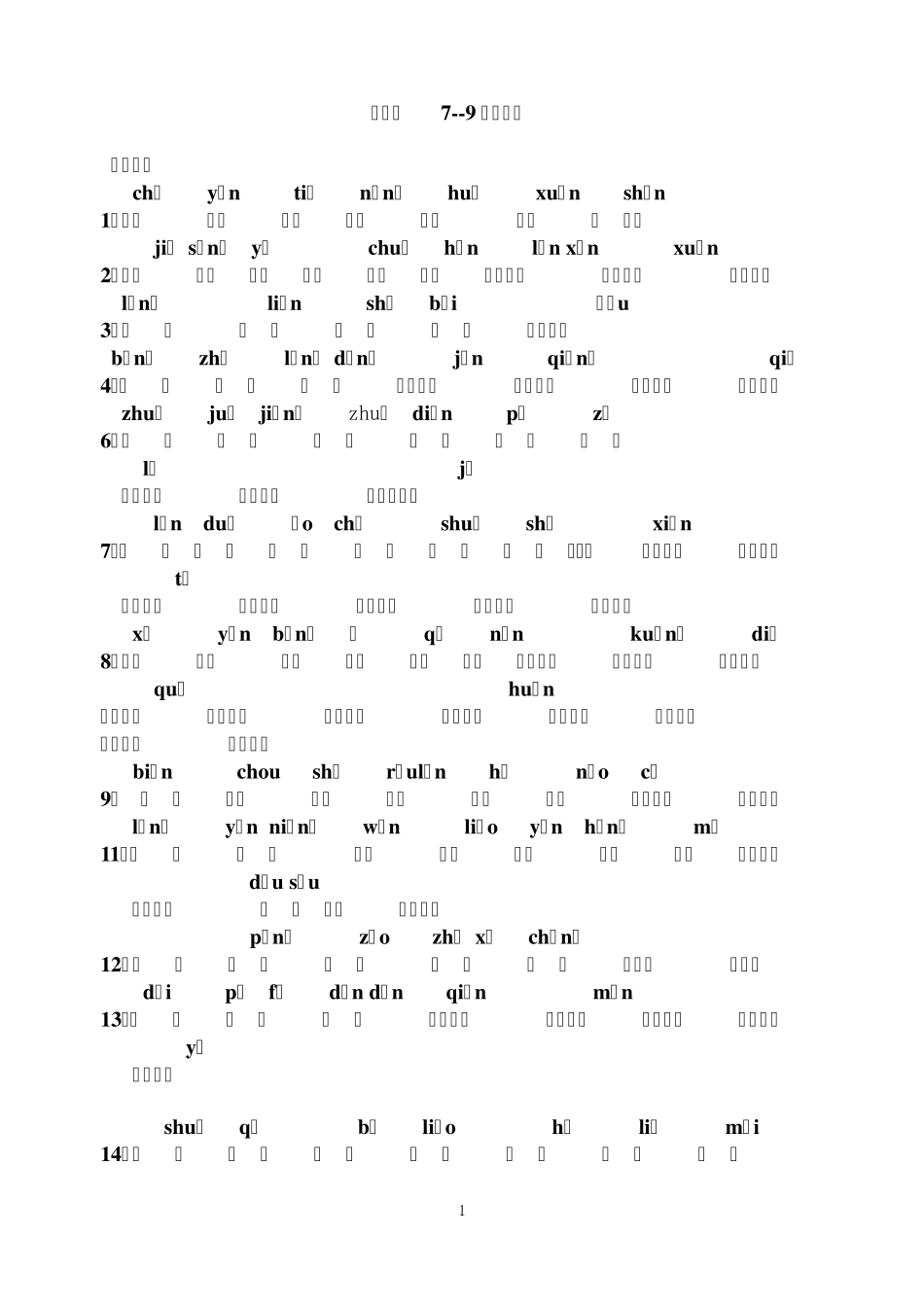 人教版初中语文16册字词梳理_第1页