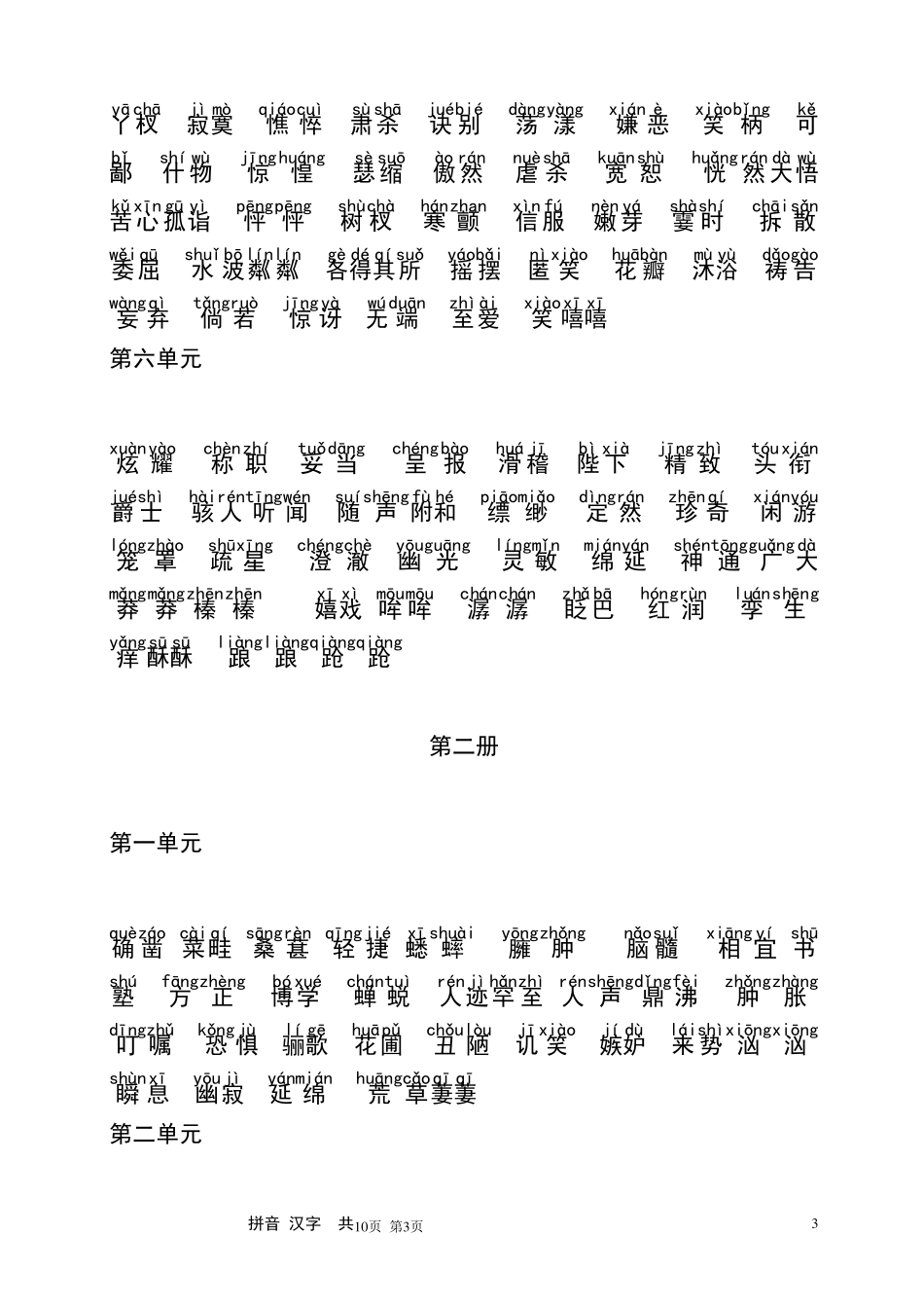 人教版初中语文三年生字词汇总(有拼音)_第3页