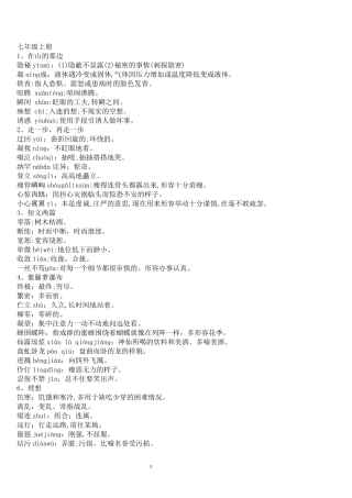 人教版初中语文全六册课后字词注音和解释汇总