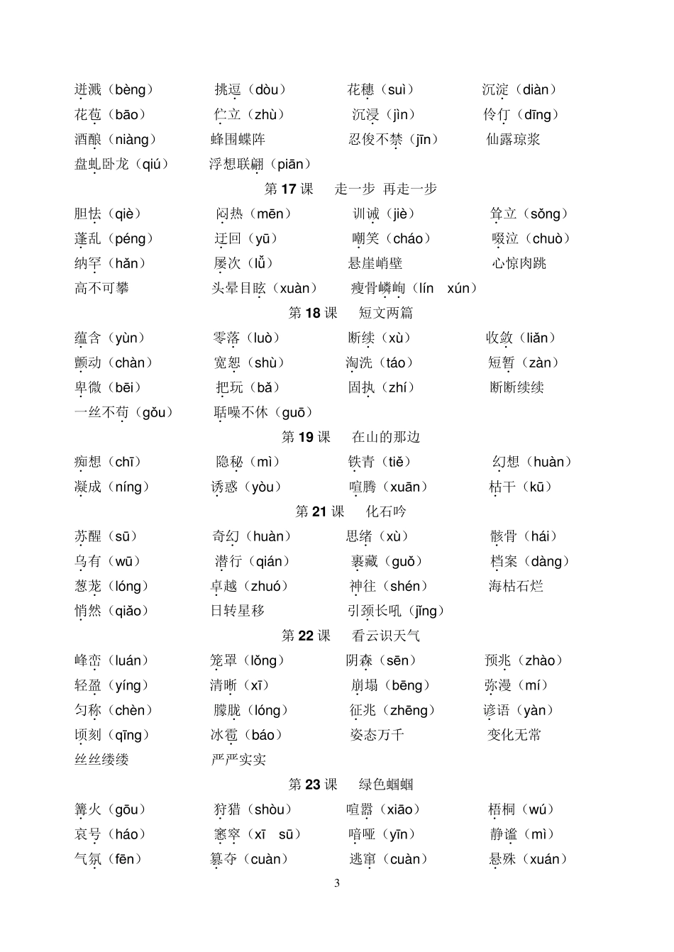 人教版初中语文全册字词_第3页
