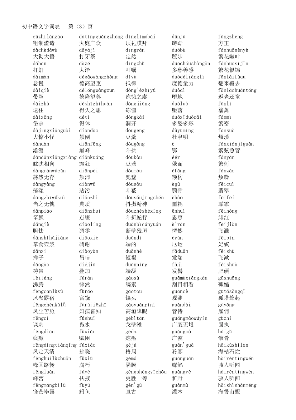 人教版初中语文字词汇总(按语音排序)_第3页