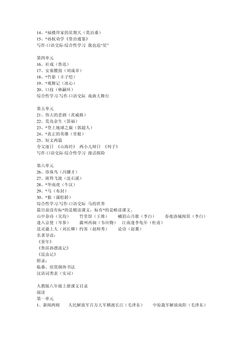 人教版初中语文目录_第3页