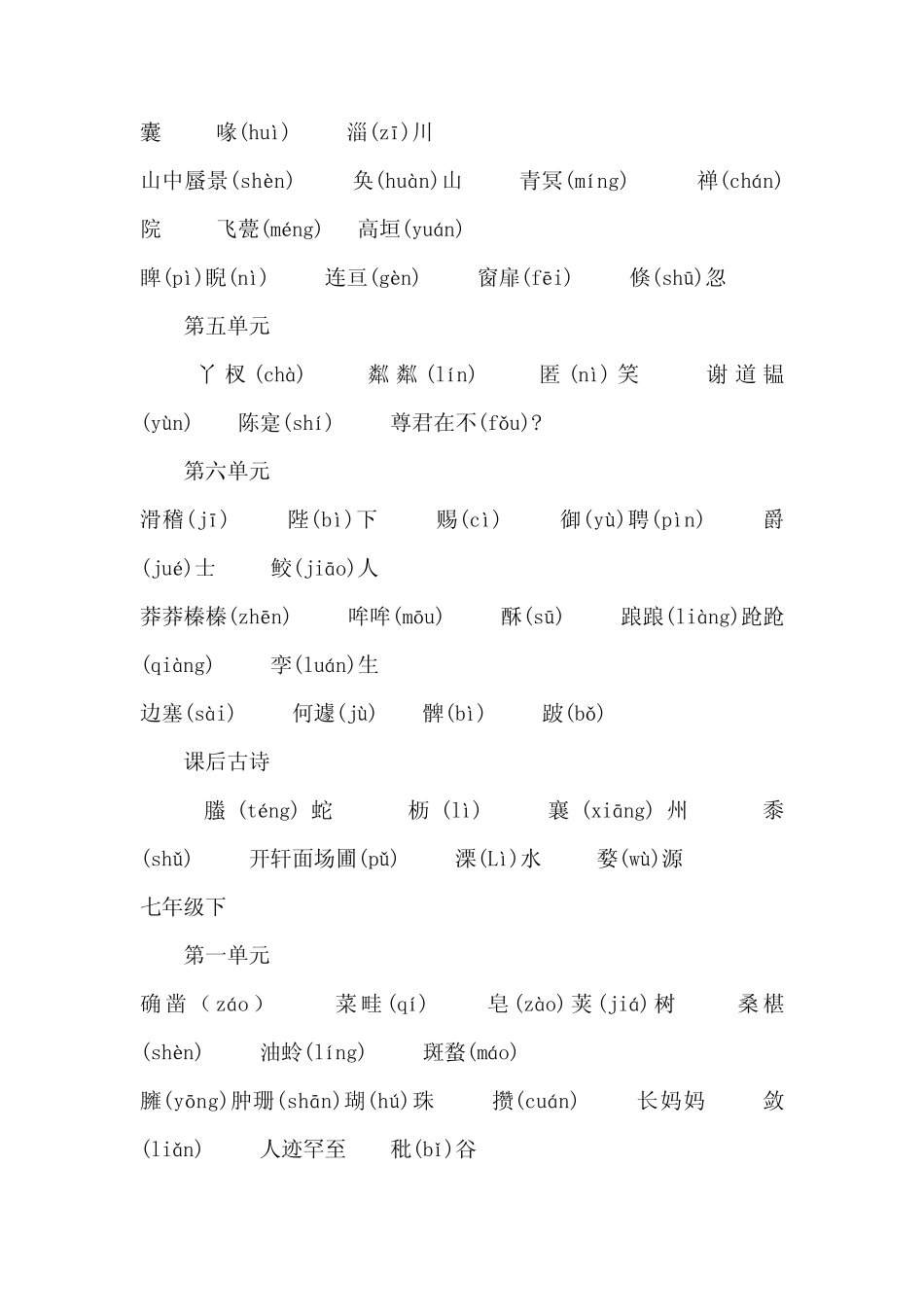 人教版初中语文课下字词注音汇总_第2页