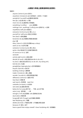 人教版初二(八年级)上下册英语单词(含音标)