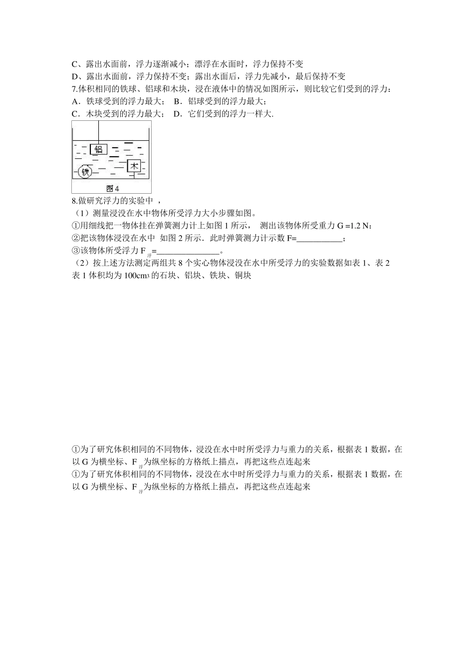 人教版初二下学期浮力练习题及答案(拔高题)_第2页