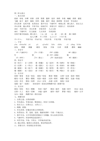 人教版四年级下册语文第三单元复习要点及测试题汇总