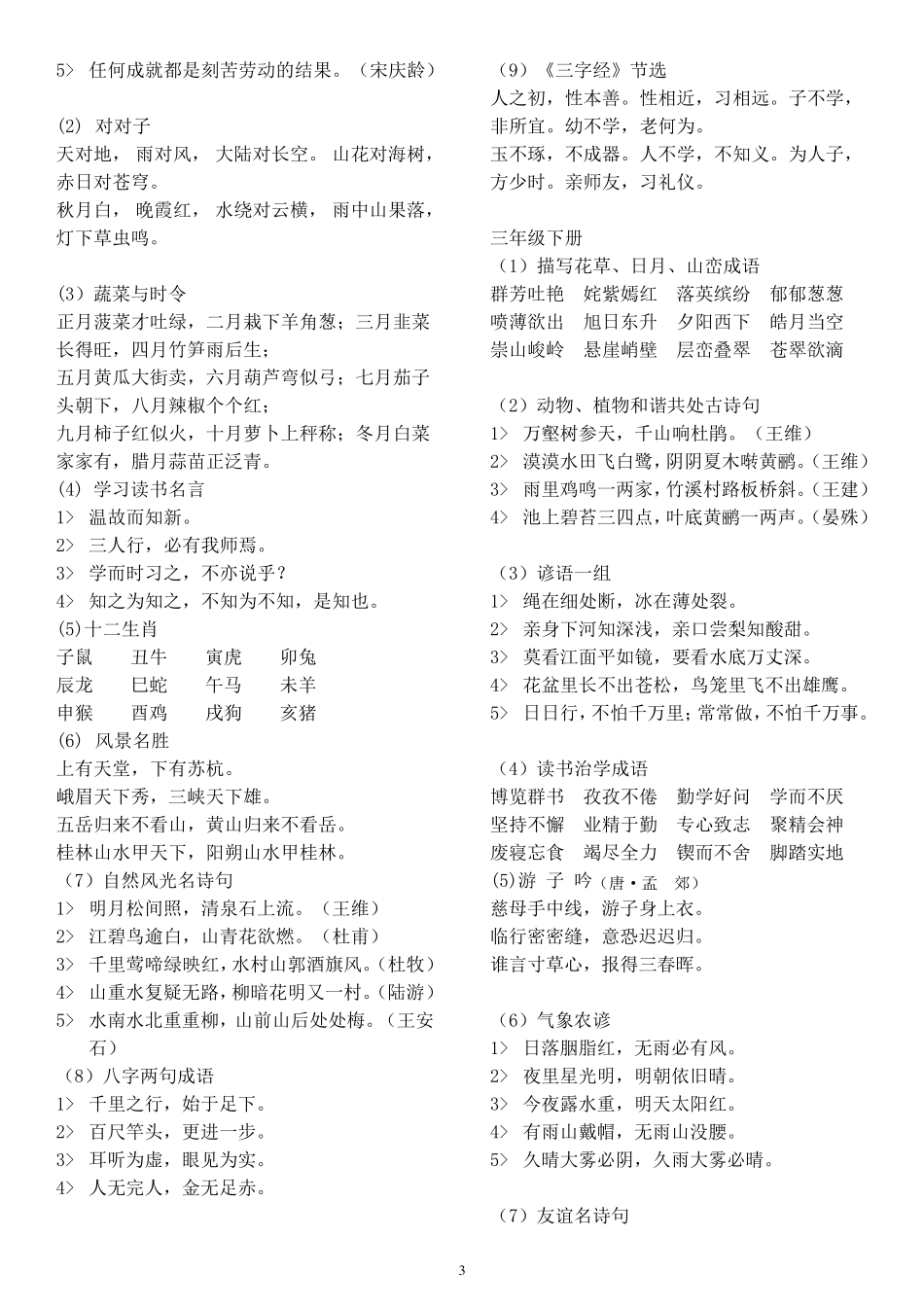 人教版小学16年级日积月累_第3页