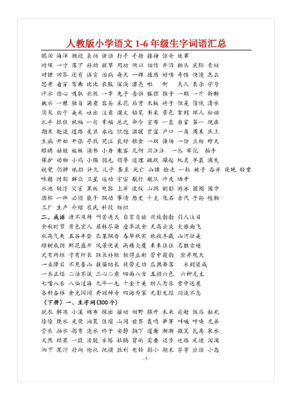 人教版小学16年级生字词汇总_第3页