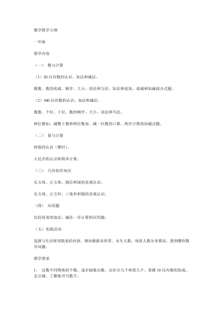 人教版小学16数学教学全大纲