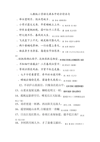 人教版小学、初中语文课本中的古诗名句