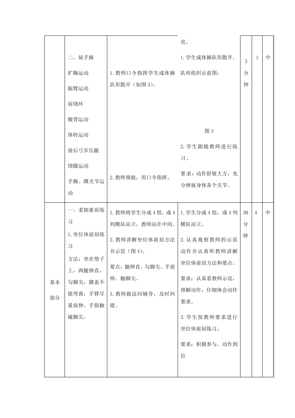 人教版小学一年级体育《柔韧素质练习》教案_第3页