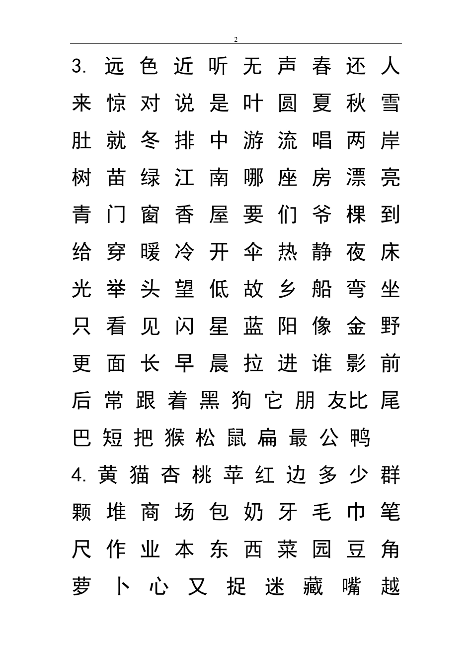 人教版小学一年级语文上下册生字表_第2页