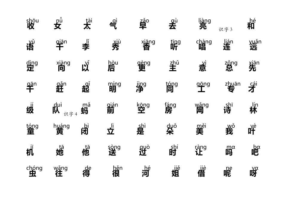 人教版小学一年级语文下册生字表整理版_第2页