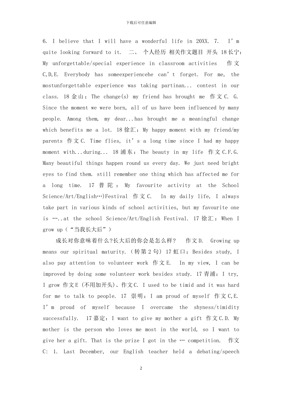 英语作文话题梳理-汇总_第2页