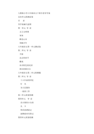 人教版小学六年级语文下册导学案及各单元检测试卷