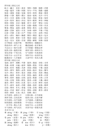 人教版小学四年级上册语文反义词近义词整理