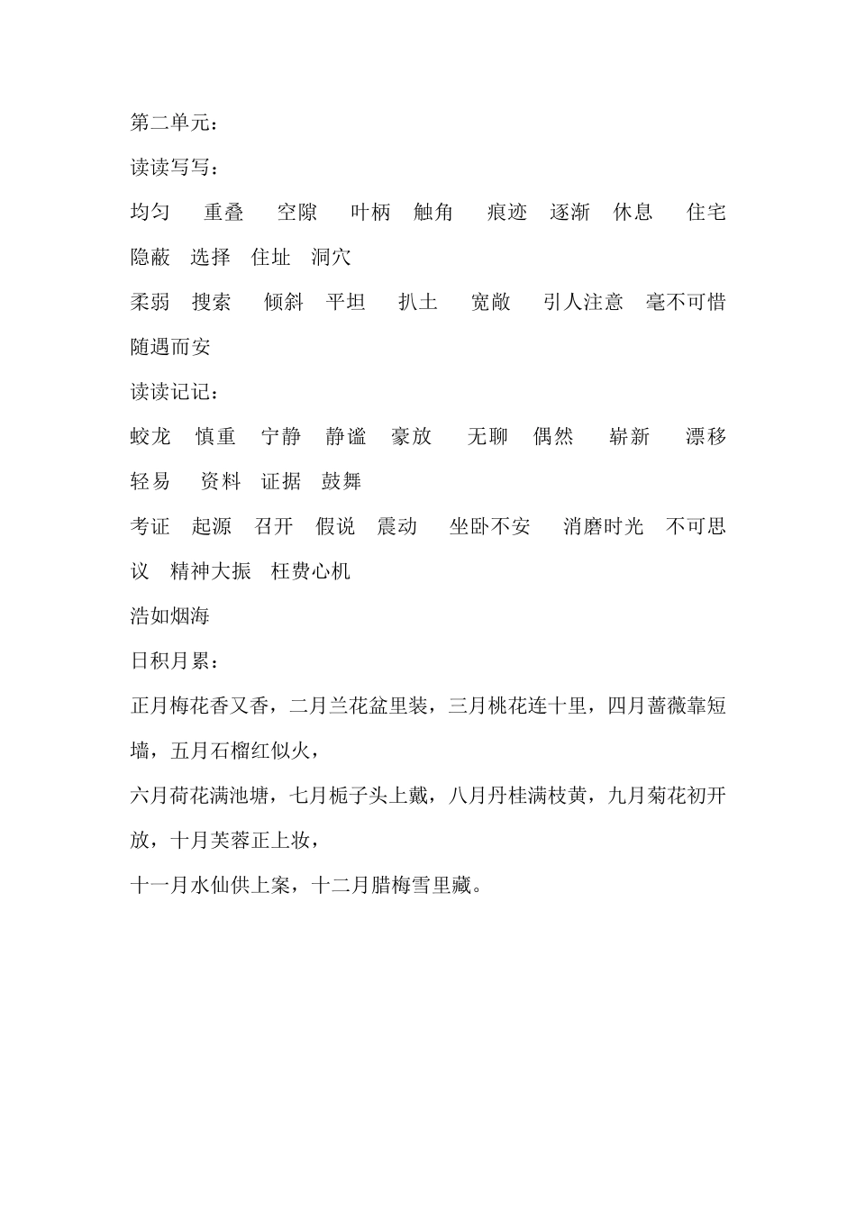 人教版小学四年级上册语文词语盘点、日积月累_第2页