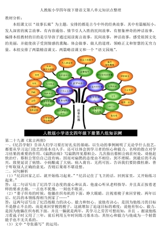 人教版小学四年级下册语文第八单元知识点整理