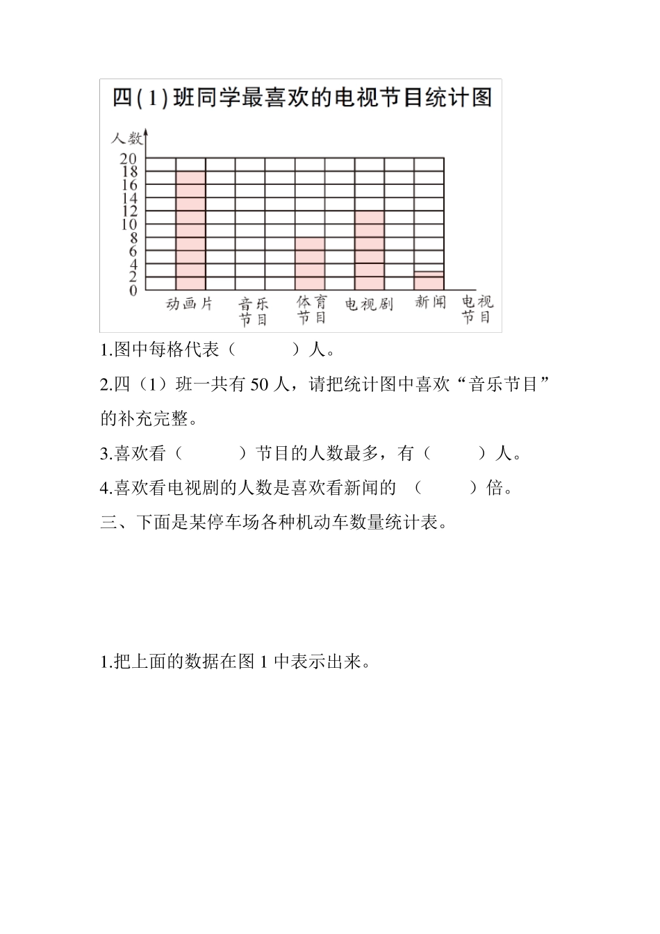 人教版小学数学四年级上册《第七单元条形统计图》单元测试题_第2页
