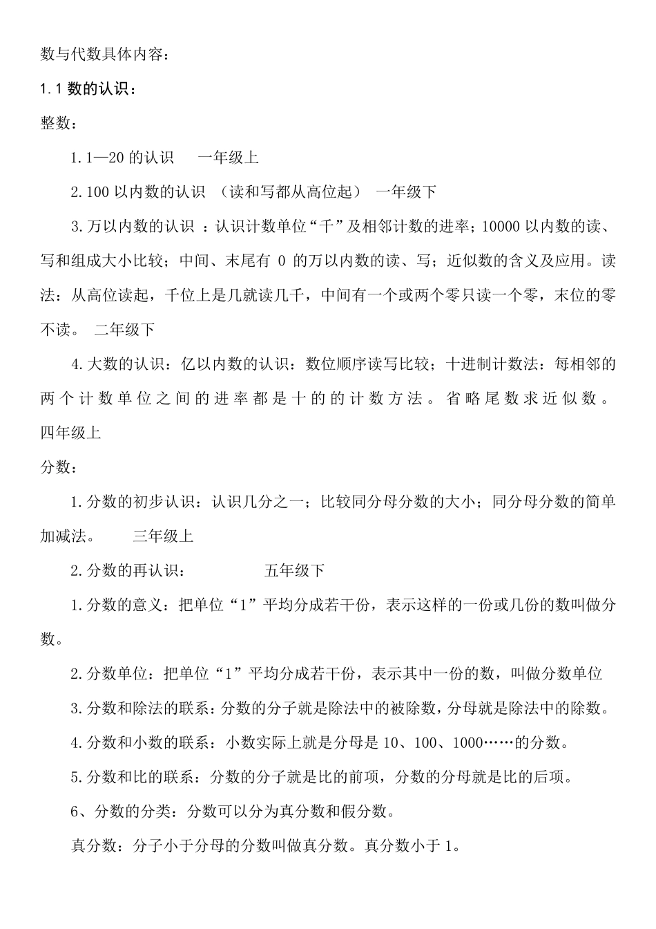 人教版小学数学知识框架、知识点梳理_第2页