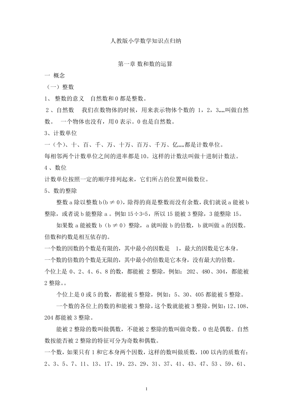 人教版小学数学知识点归纳_第1页
