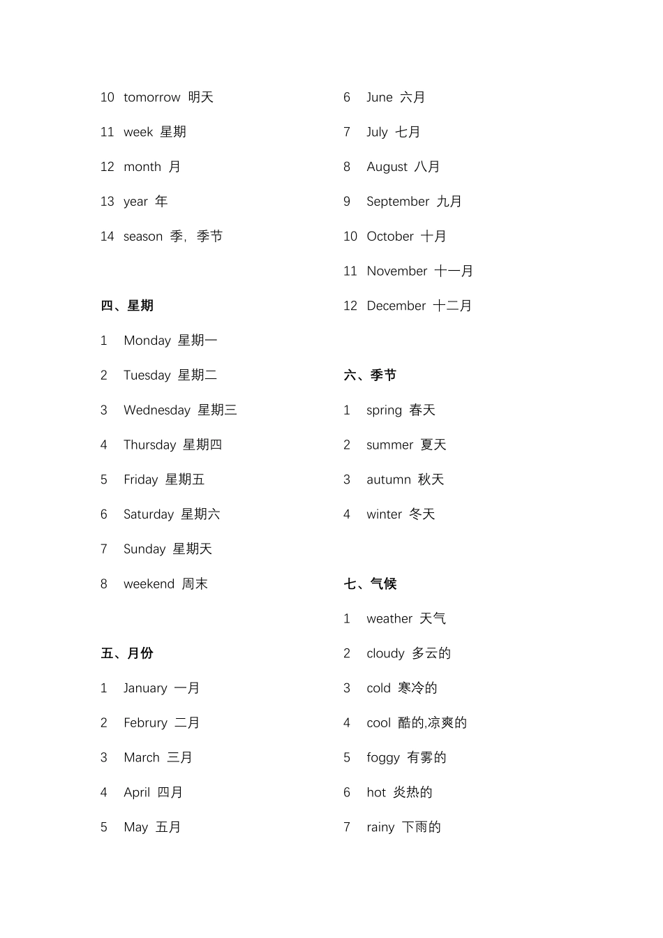 人教版小学英语一年级起点一至六年级单词分类汇总_第3页