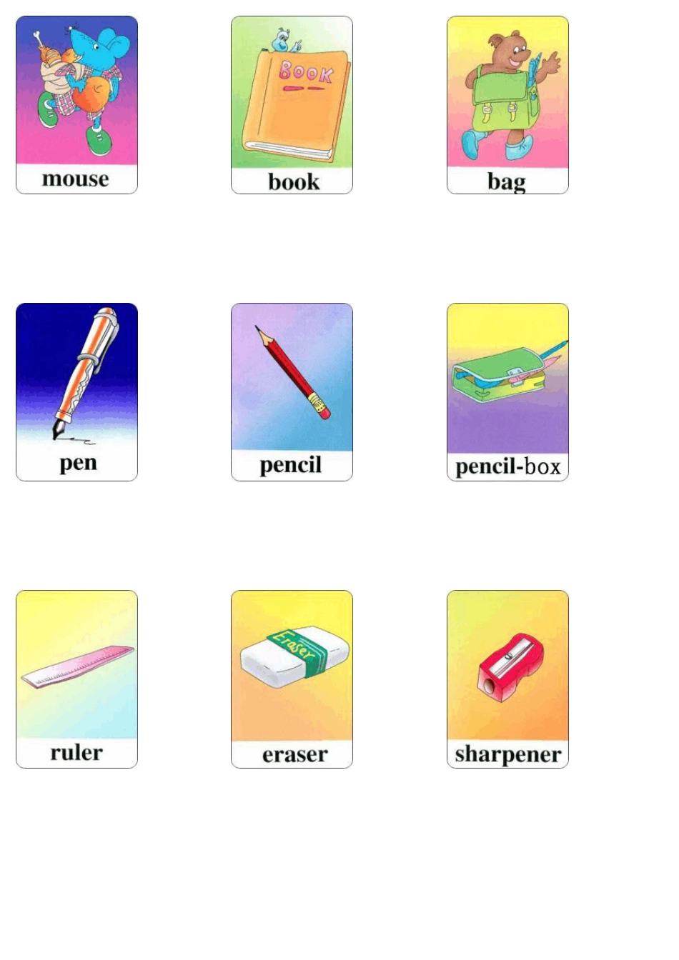 人教版小学英语三年级上册单词卡片_第2页