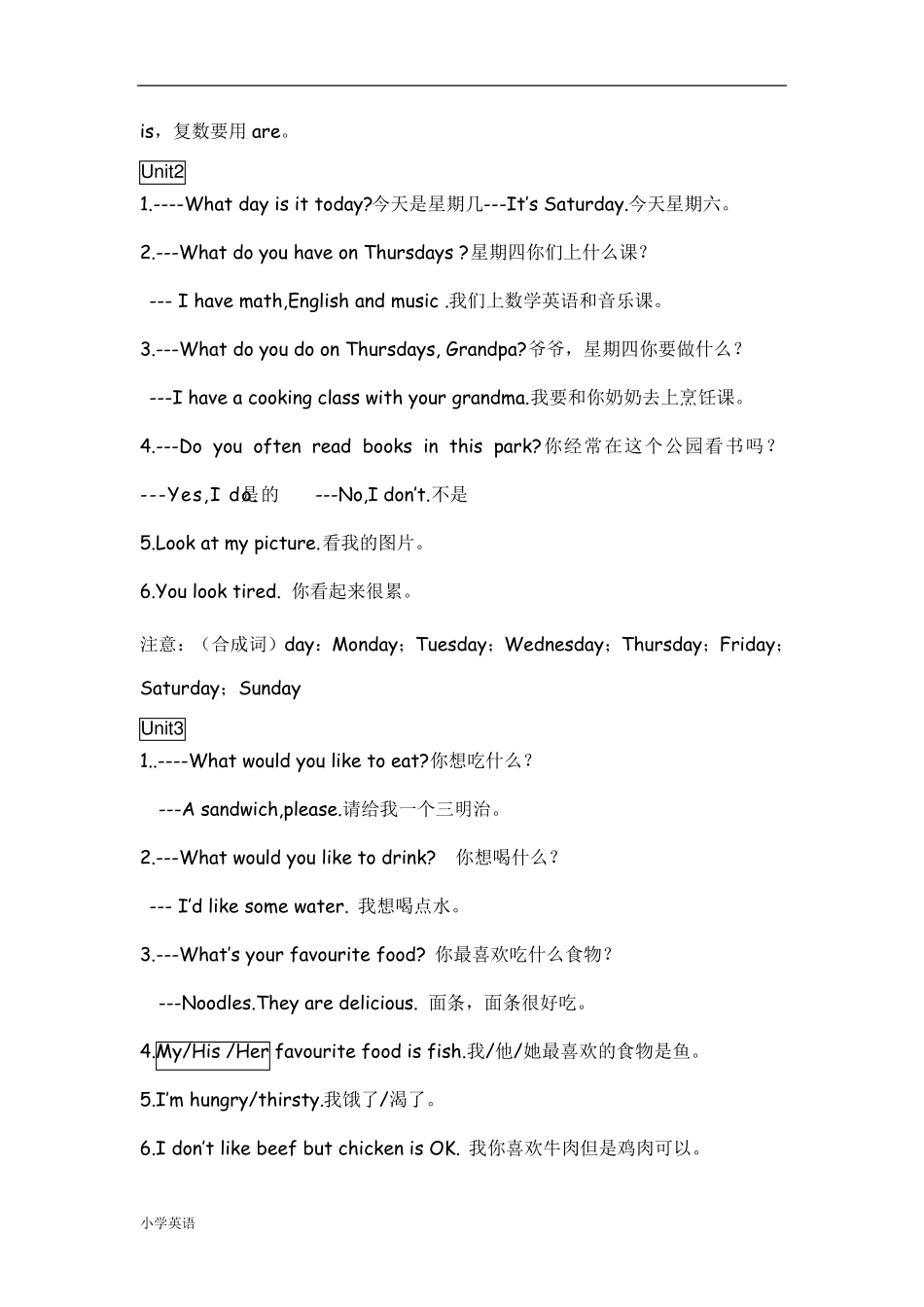 人教版小学英语五年级上册知识点总结_第3页